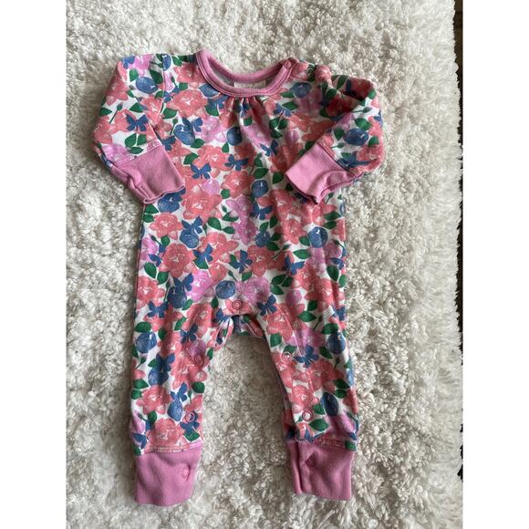 Jaime King Saplings baby girls sz. 0-3 mo. one pc. pink floral romper. Cute, gre - Picture 1 of 8